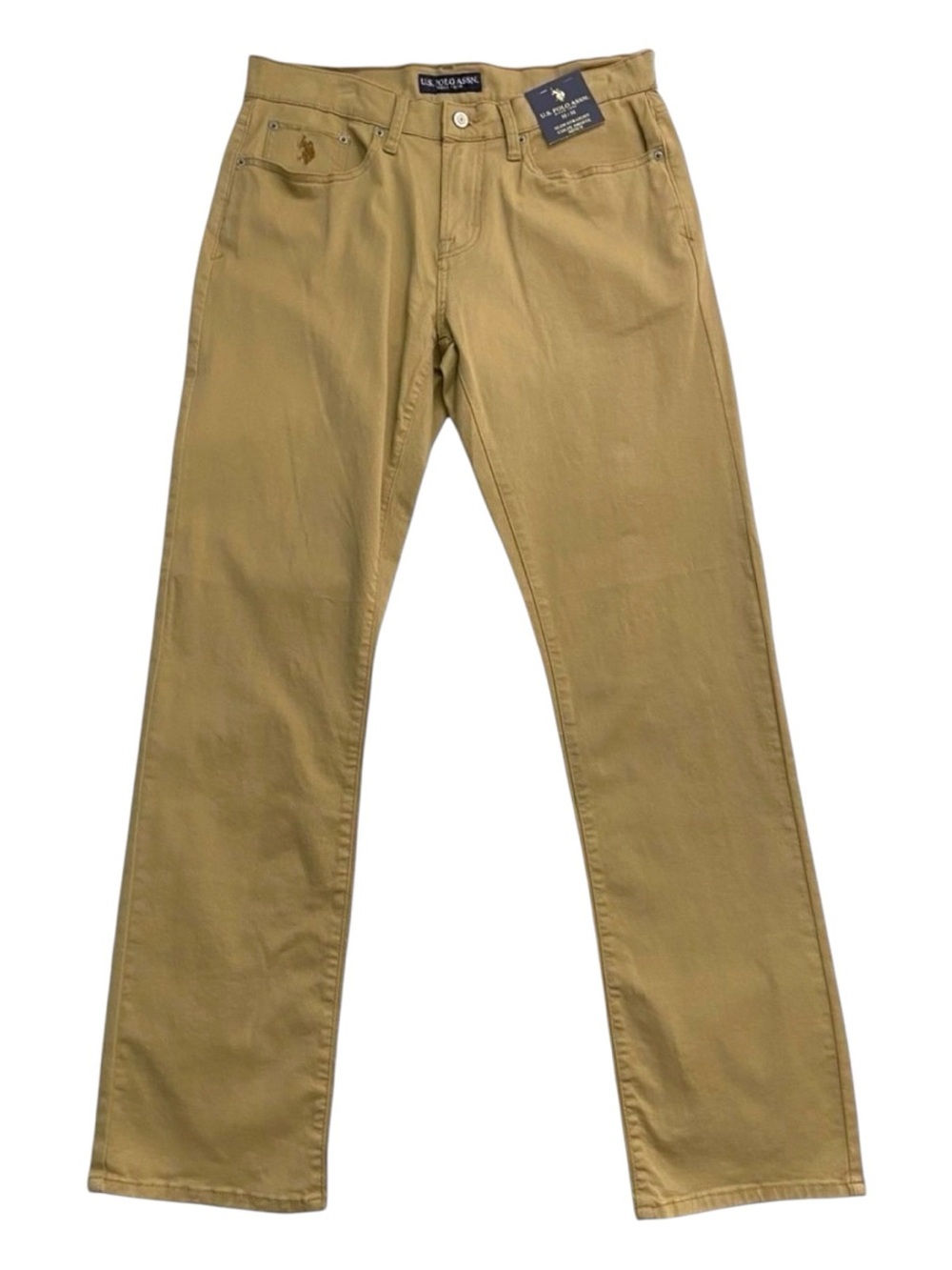 U.S. POLO ASSN jeans/pants slim straight beige/tan chinos stretch cotton 32
